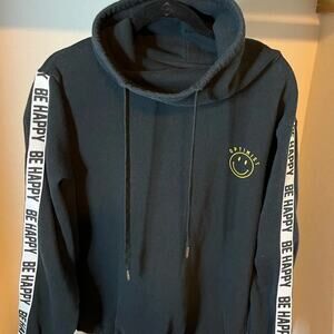 Cali 1850 Women’s L Optimist Smiley Face Pullover Sweatshirt w Be Happy Sleeves